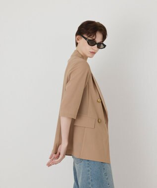 GRACE CONTINENTAL シアーハーフスリーブジャケット ベージュ