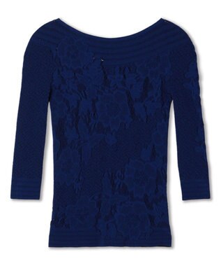 Chacott 【ノーソーイングニット】リバーシブルボートネックトップ アイアンブルー