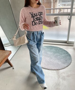 WEGO シャギーロゴコンパクトニット ピンク