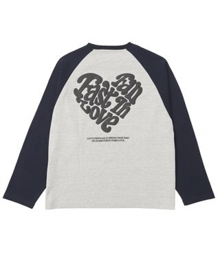 WEGO ラグランハートグラフィックT（LS） アッシュグレー