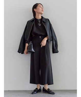 Te chichi タックポケットワイドクロップトパンツ ブラック