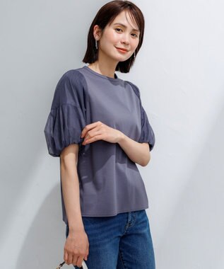 組曲 L 【WEB限定】コットンポンチ チュールコンビ カットソー