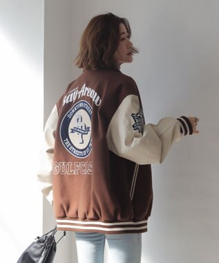 WEGO 【25年秋冬新作/ユニセックス着用ITEM/SMLサイズ展開】メルトンワッペンスタジャン ブラウン