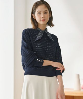 組曲 スクエアシルクスカーフ ネイビー系1