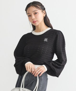 earth music&ecology 配色バックリボンプルオーバー Black