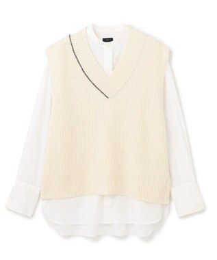 JOSEPH ポプリンシャツ×ニットベスト Ivory