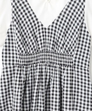 組曲 KIDS 【110-140㎝】ギンガムドッキング ワンピース ブラック系3