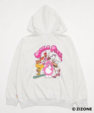 WEGO 【ユニセックス着用ITEM】別注ZIZONEグラフィックZIPパーカー アッシュグレー