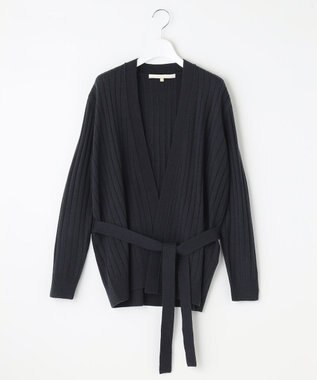 自由区 【洗える】ウールミックス ミドル丈カーディガン ネイビー系