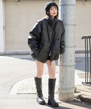 WEGO 【ユニセックス着用ITEM】PUパファーブルゾン ブラック