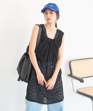 earth music&ecology 【2WAY】レースギャザーワンピース Black