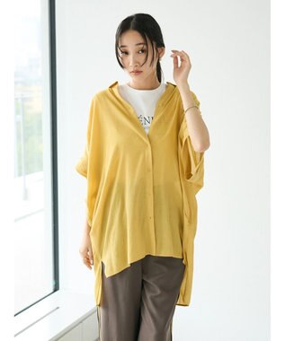 CRAFT STANDARD BOUTIQUE ヴィンテージボイルミルフィーユ襟付きシャツチュニック Yellow