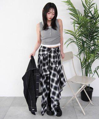 WEGO 【カップ付き】レイヤードデザインカップインタンク 杢グレー