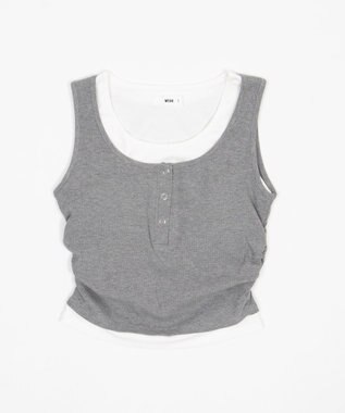 WEGO 【カップ付き】レイヤードデザインカップインタンク 杢グレー