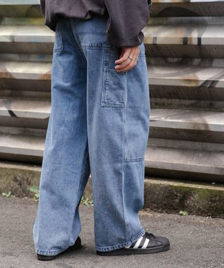 WEGO ワーカーズダブルニーパンツ デニム淡加工色