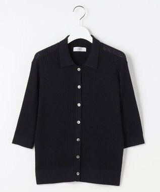 J.PRESS LADIES S LINEN COTTON ポロ ニット ネイビー系