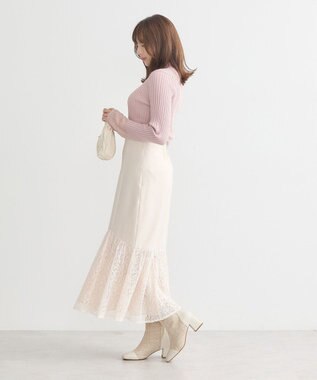 earth music&ecology レースドッキングスカート Ecru