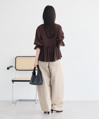 earth music&ecology アソートラッフルブラウス Brown