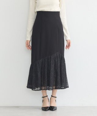 earth music&ecology レースドッキングスカート Black