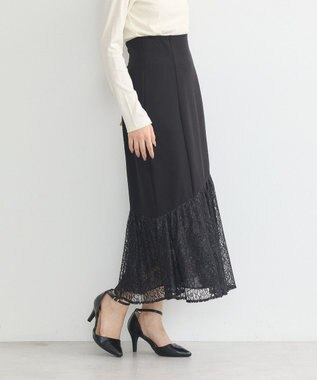 earth music&ecology レースドッキングスカート Black