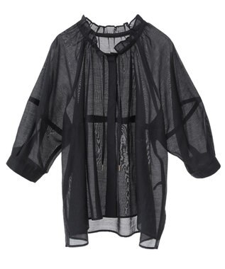 YECCA VECCA バルーンスリーブシアーシャツ Black