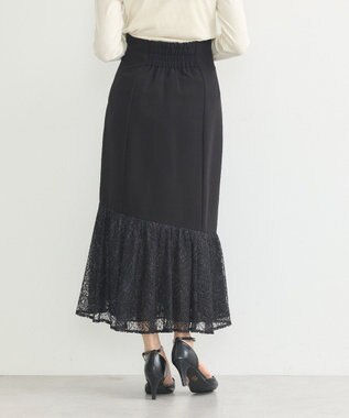 earth music&ecology レースドッキングスカート Black