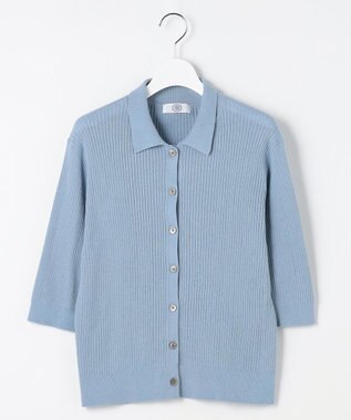 J.PRESS LADIES S LINEN COTTON ポロ ニット サックスブルー系