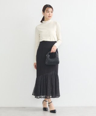 earth music&ecology レースドッキングスカート Black