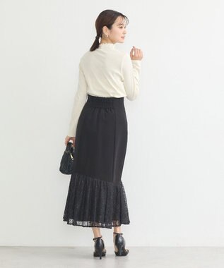 earth music&ecology レースドッキングスカート Black