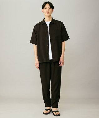 UNFILO MENS リネンライク シャツ ブラウン