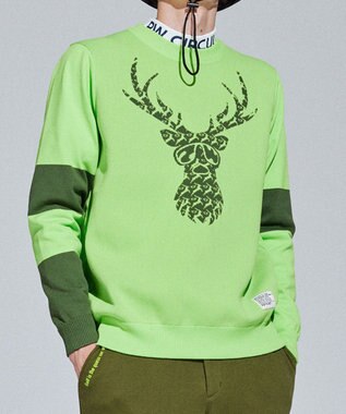 PW CIRCULUS 【イージーケア/軽量】【MEN】 DEER モチーフニット ライトグリーン系