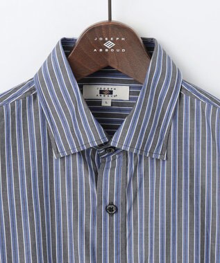 JOSEPH ABBOUD 【キングサイズ・シルク×綿ブレンド】シルクコットンストライプ シャツ グレー系1