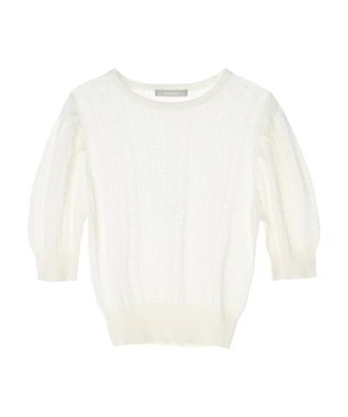 Green Parks ａ．透かし柄ニットプルオーバー Off White