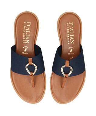 INTER-CHAUSSURES 【ITALIAN SHOEMAKERS】メタルモチーフトングサンダル ネイビー雑材