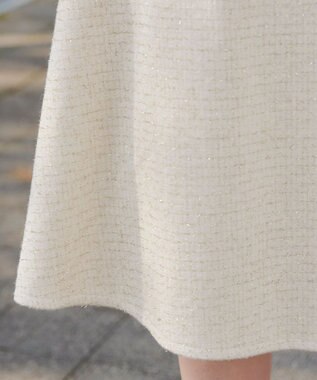 Tiaclasse ラメツイードAラインフレアスカート オフホワイト