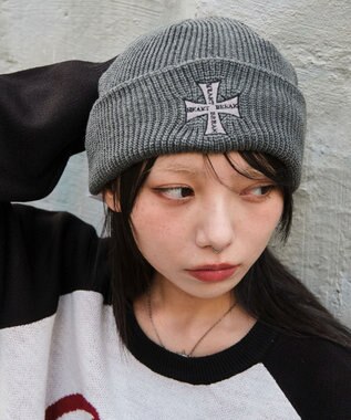 WEGO 【ユニセックス着用ITEM】ロゴショートビーニー ダークグレー