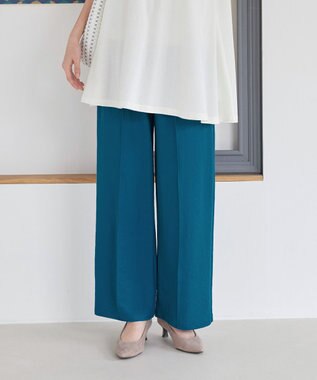 Tiaclasse 【接触冷感・洗える】イージーカットソーピンタックパンツ ブルー