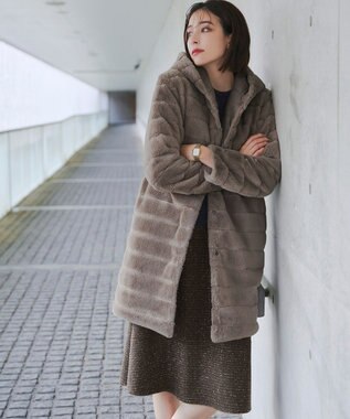 Tiaclasse ラメツイードAラインフレアスカート モカ