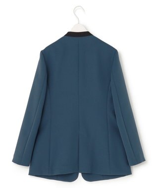 ICB 【洗える】トリプルクロスツイル ノーカラージャケット サルートブルー系