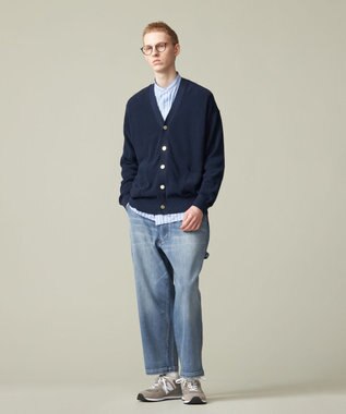 J.PRESS YORK STREET 【UNISEX】Vネックコットン カーディガン ネイビー系