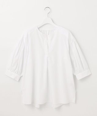 UNFILO 【洗える/シワになりにくい】イージーケア タックスリーブブラウス ホワイト系