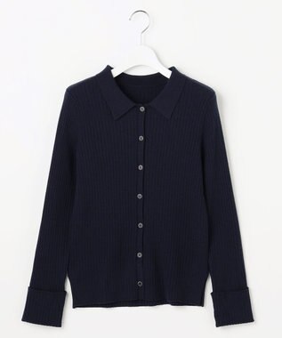 ANY SIS S CICA加工 襟デザイン ニット ネイビー