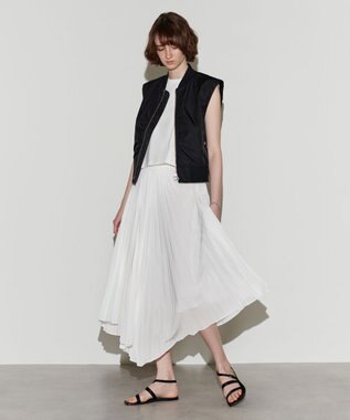 NAVE 【Nave　洗える】リサイクルツイル ノースリーブブルゾン ブラック系