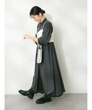 CRAFT STANDARD BOUTIQUE イージーケアタック入りワンピース Charcoal Gray