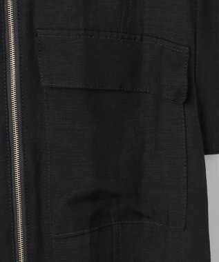 BEIGE， BERNARD / リネン混 フロントジップ スタンドカラードレス Black