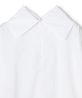 BEIGE， 【洗える】PERRY / コットンロールカラープルオーバーブラウス White