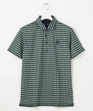 23区GOLF 【MEN】フラッグ総柄ポロシャツ ダークグリーン系5