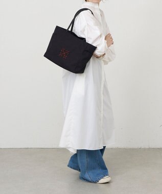 russet 【モノグラム刺繍】コーデュラナイロントートバッグ（CE-1776） Black