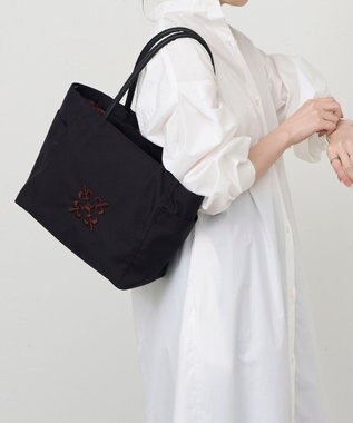 russet 【モノグラム刺繍】コーデュラナイロントートバッグ（CE-1776） Black
