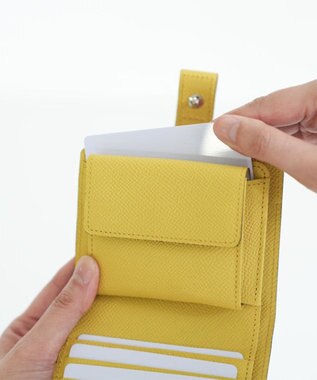 Atelier nuu 日本製 本革 バイカラーnoble 二つ折れウォレット グレージュ×イエロー